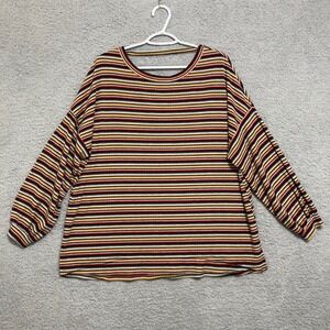 Striped Long Sleeve Round‎ Neck Top Size L Oversize Casual
